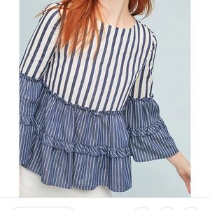 ❗️SOLD❗️ Anthropologie Eri+Ali Mixed Stripe Blouse